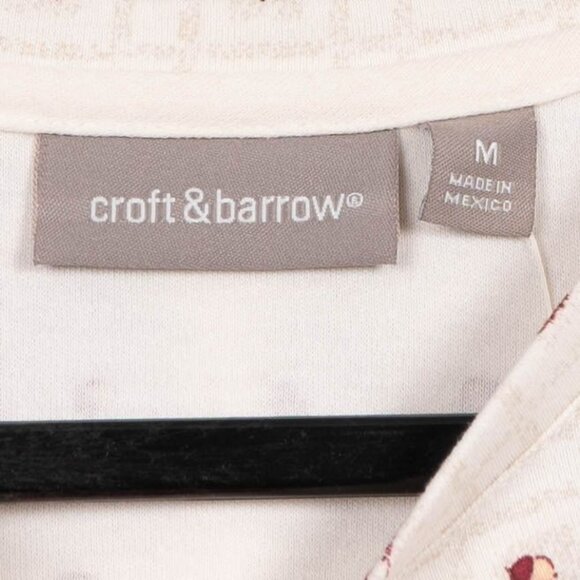 Croft & Barrow Y2K Apple TShirt M Womens New Long Sleeve Cream Fall Teacher - Picture 4 of 6